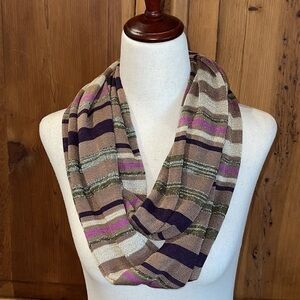 Purple multi colored Striped soft and silky infinity scarf
